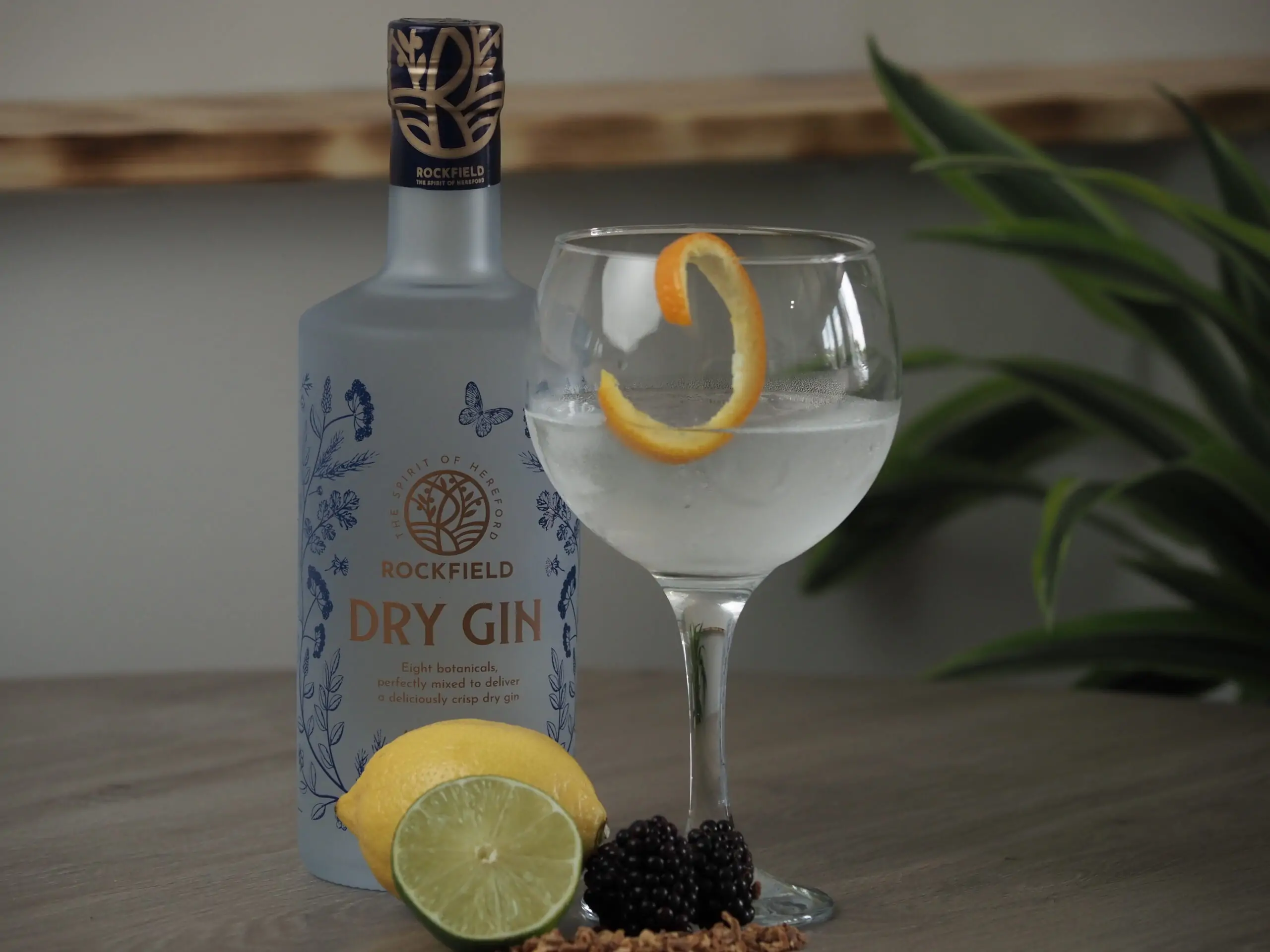 Rockfield Dry Gin with signature serve drink