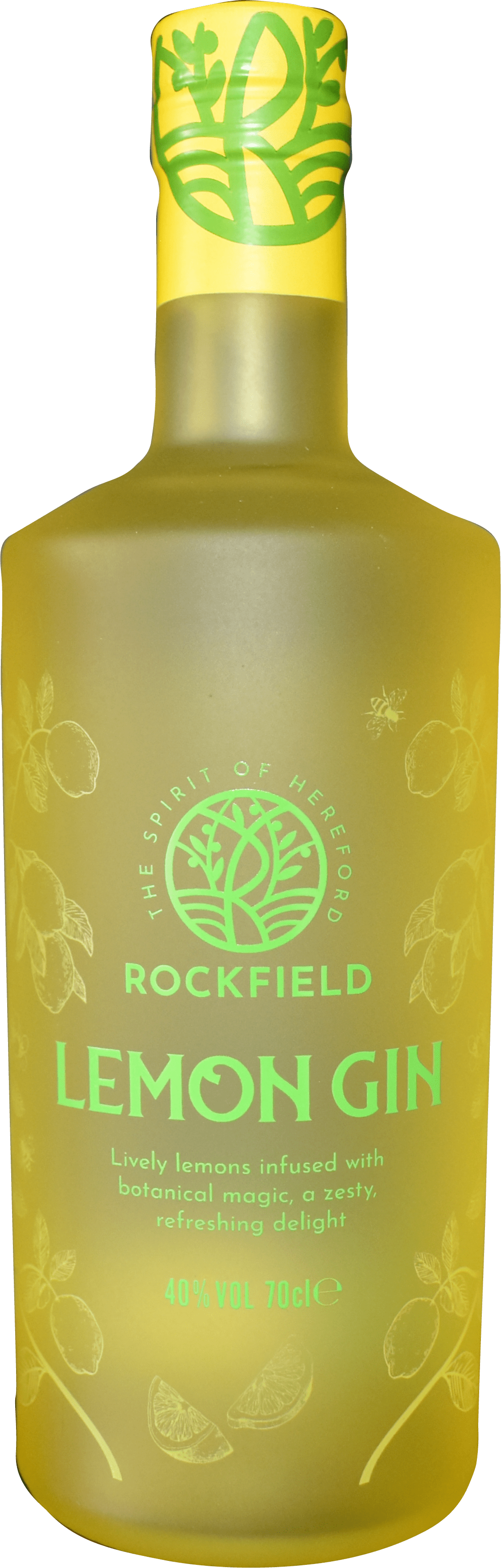 A bottle of Rockfield Lemon Gin