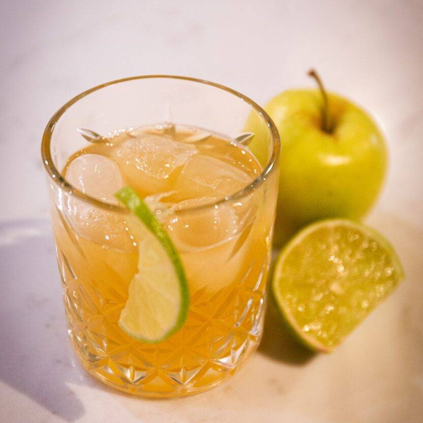 Spiced apple and ginger rum cocktail